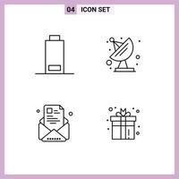 4 Creative Icons Modern Signs and Symbols of battery newsletter antenna email resume Editable Vector Design Elements