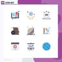 Universal Icon Symbols Group of 9 Modern Flat Colors of astronomy play webmaster party brick Editable Vector Design Elements