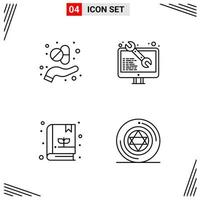 4 Icons Line Style Grid Based Creative Outline Symbols for Website Design Simple Line Icon Signs Isolated on White Background 4 Icon Set Creative Black Icon vector background