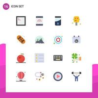 Universal Icon Symbols Group of 16 Modern Flat Colors of mountain landscape space hill board Editable Pack of Creative Vector Design Elements
