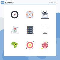 Flat Color Pack of 9 Universal Symbols of rack research communication financial analytics Editable Vector Design Elements