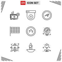 9 Icons Line Style Grid Based Creative Outline Symbols for Website Design Simple Line Icon Signs Isolated on White Background 9 Icon Set Creative Black Icon vector background