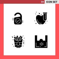 4 Icon Pack Solid Style Glyph Symbols on White Background Simple Signs for general designing Creative Black Icon vector background