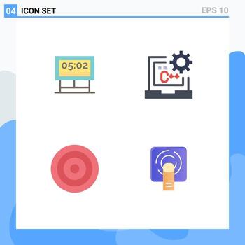 Set of 4 Modern UI Icons Symbols Signs for board basic scoreboard coding line Editable Vector Design Elements