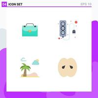 Group of 4 Modern Flat Icons Set for bag tree electronics power supply drink Editable Vector Design Elements