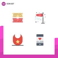 conjunto de 4 iconos de ui modernos símbolos signos para tarjetas baby dimm flow ropa elementos de diseño vectorial editables vector