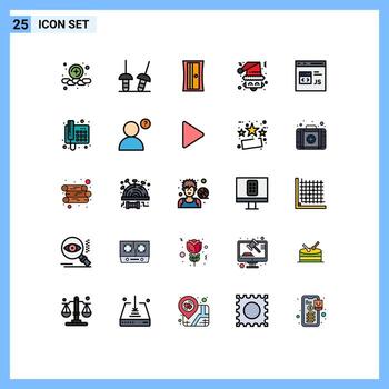 Modern Set of 25 Filled line Flat Colors and symbols such as development coding tool code santa Editable Vector Design Elements