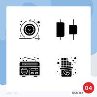 4 Thematic Vector Solid Glyphs and Editable Symbols of cycle time radio time process horizontal dessert Editable Vector Design Elements