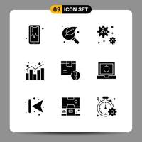 paquete de iconos de vector de stock de 9 signos y símbolos de línea para estadísticas de caja tabla de compras de astronauta elementos de diseño de vector editables