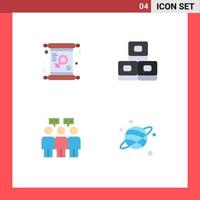 4 Universal Flat Icons Set for Web and Mobile Applications card people invite sushi astrology Editable Vector Design Elements