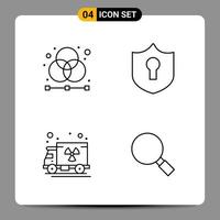 4 Black Icon Pack Outline Symbols Signs for Responsive designs on white background 4 Icons Set vector