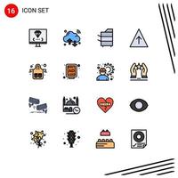 Mobile Interface Flat Color Filled Line Set of 16 Pictograms of pyramid career iot technology electronics Editable Creative Vector Design Elements