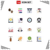 Pack of 16 creative Flat Colors of dollar shopping app shop development Editable Pack of Creative Vector Design Elements