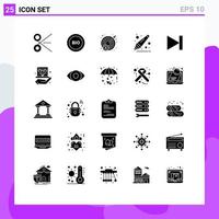 25 Solid Glyph concept for Websites Mobile and Apps forward remover energy education target Editable Vector Design Elements