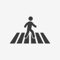 crosswalk pedestrian, human walk icon vector isolated symbol sign