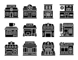 Coffee shop solid icon set, vector illustration