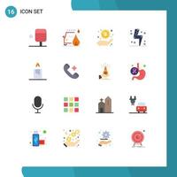 Pictogram Set of 16 Simple Flat Colors of fire power money energy charge Editable Pack of Creative Vector Design Elements