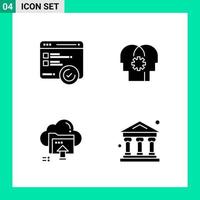 Pack of 4 Solid Style Icon Set Glyph Symbols for print Creative Signs Isolated on White Background 4 Icon Set Creative Black Icon vector background