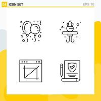 Collection of 4 Universal Line Icons Icon Set for Web and Mobile Creative Black Icon vector background