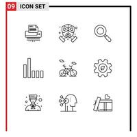 9 Thematic Vector Outlines and Editable Symbols of bike phone firefighter connection research Editable Vector Design Elements