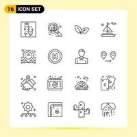 16 iconos creativos para el diseño moderno de sitios web y aplicaciones móviles receptivas 16 símbolos de contorno signos sobre fondo blanco paquete de 16 iconos vector