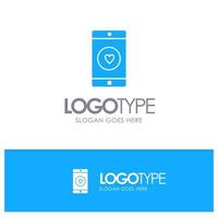 Application Mobile Mobile Application Like Heart Blue Solid Logo with place for tagline vector