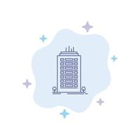 Building Office Skyscraper Tower Blue Icon on Abstract Cloud Background vector