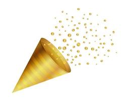 Gold firecracker with confetti without background vector