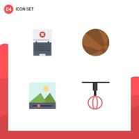 Pictogram Set of 4 Simple Flat Icons of laptop appliances education gallery home ware Editable Vector Design Elements
