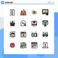 User Interface Pack of 16 Basic Flat Color Filled Lines of cart image find favorite see Editable Creative Vector Design Elements