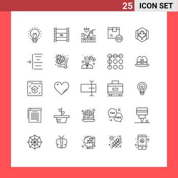 Modern Set of 25 Lines Pictograph of shipping code high barcode crash Editable Vector Design Elements