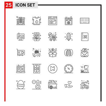 Stock Vector Icon Pack of 25 Line Signs and Symbols for programming code print api page Editable Vector Design Elements
