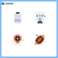 Pictogram Set of 4 Simple Flat Icons of battery location lamp oil lamp pin Editable Vector Design Elements