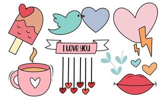 Assortment of colorful elements ready for valentine's day vector