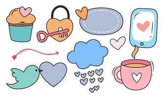 Assortment of colorful elements ready for valentine's day vector