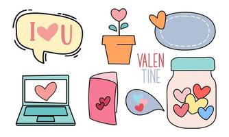 surtido de elementos coloridos listos para el día de san valentín vector