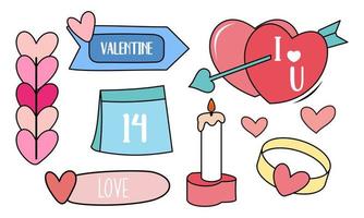 Assortment of colorful elements ready for valentine's day vector