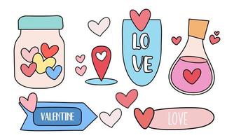 Assortment of colorful elements ready for valentine's day vector