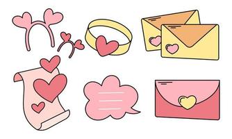 Assortment of colorful elements ready for valentine's day vector