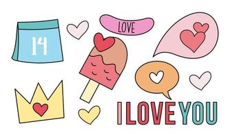 Assortment of colorful elements ready for valentine's day vector