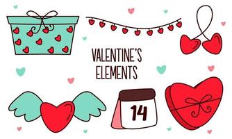 surtido de elementos coloridos listos para el día de san valentín vector