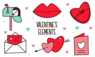 surtido de elementos coloridos listos para el día de san valentín vector