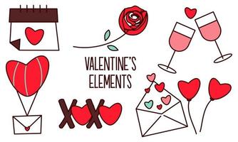 surtido de elementos coloridos listos para el día de san valentín vector