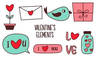 Assortment of colorful elements ready for valentine's day vector