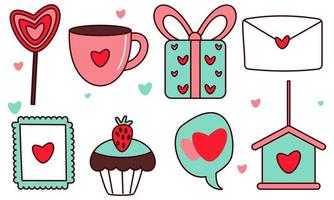 Assortment of colorful elements ready for valentine's day vector