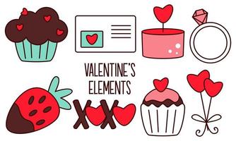 Assortment of colorful elements ready for valentine's day vector