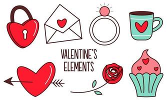 surtido de elementos coloridos listos para el día de san valentín vector