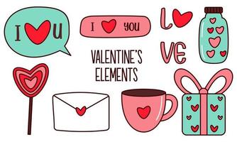 Assortment of colorful elements ready for valentine's day vector