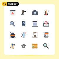 Universal Icon Symbols Group of 16 Modern Flat Colors of design rocket gavel pencil rocket photo Editable Pack of Creative Vector Design Elements