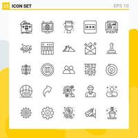 Collection of 25 Universal Line Icons Icon Set for Web and Mobile Creative Black Icon vector background